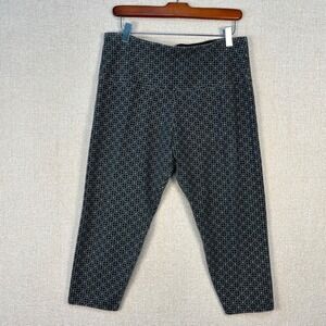 Suave Capri Leggings Large Black White Geometric Tummy Control Yoga Pants Crop
